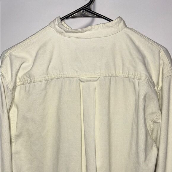 Men's Ivory Casual corduroy Button-Down Shirt - Picture 7 of 8
